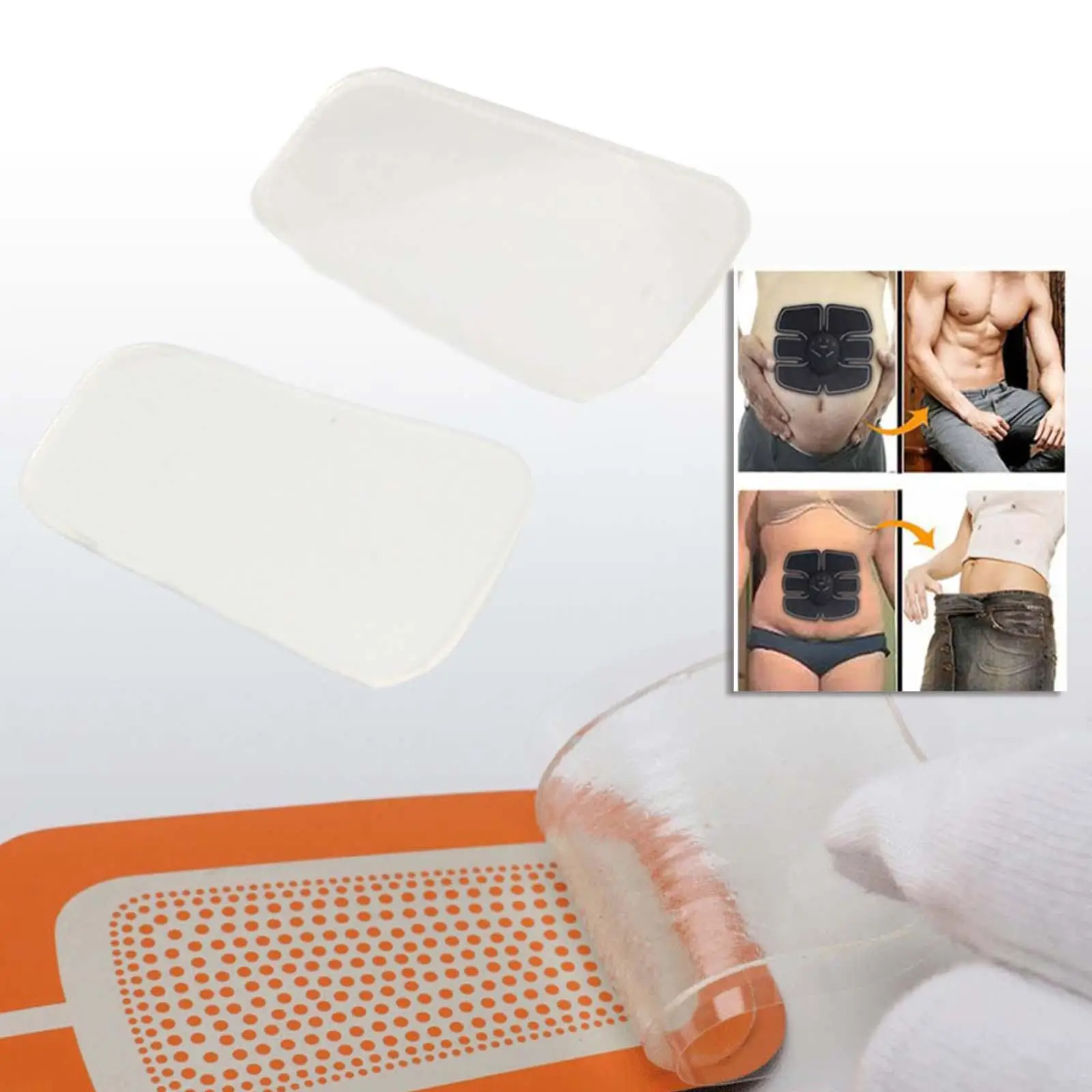 2Pcs Gel Pads Reusable Replacement for Muscle Stimulator Workout Toning Belt