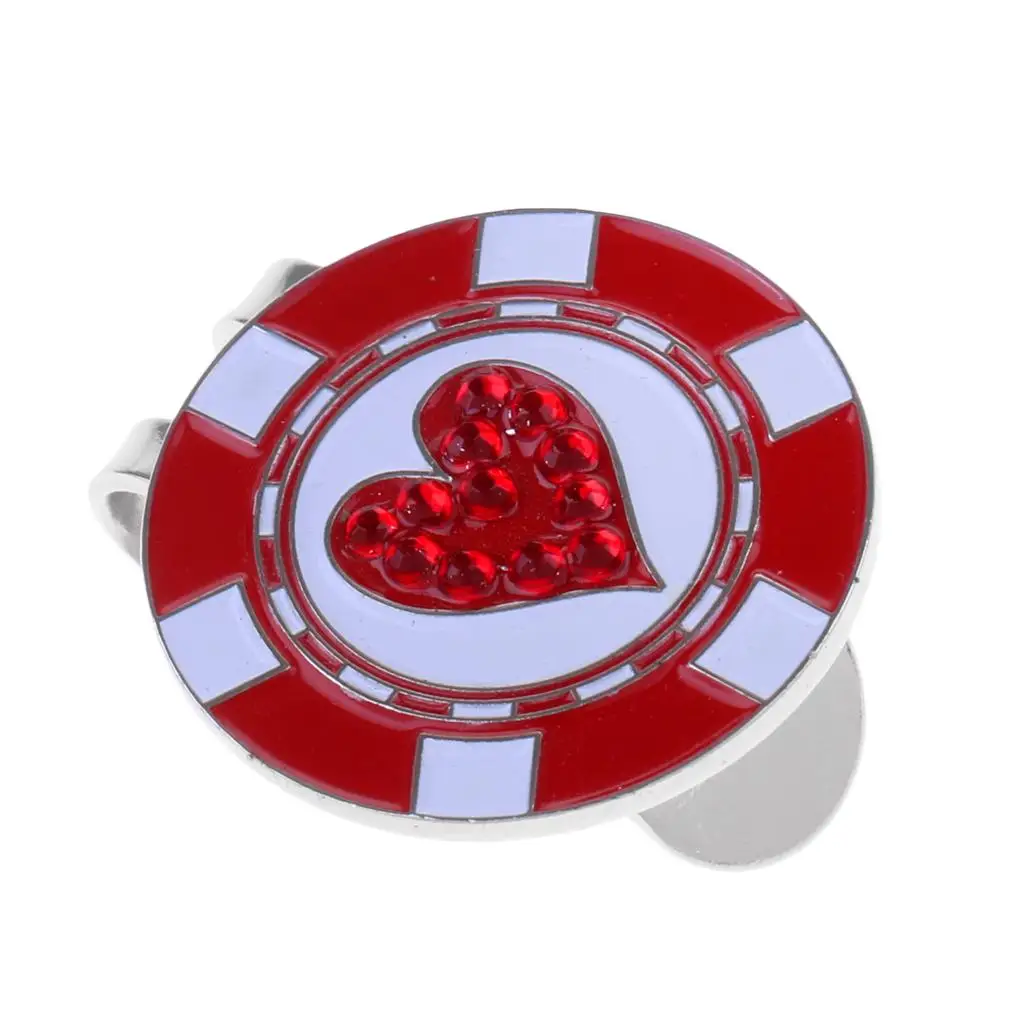 Sturdy Heart Pattern Magnetic Golf Ball Marker Clip On Golf Cap Visor Gift Red