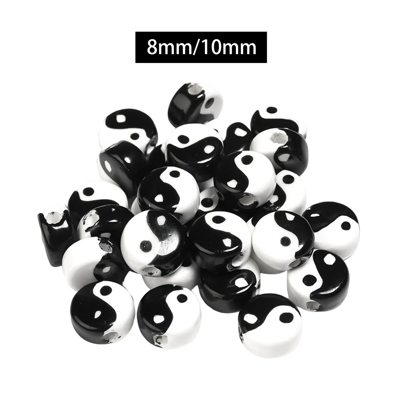 20Pcs Porcelain Spacer Beads Decorative Yin Yang Beads for Findings Necklace