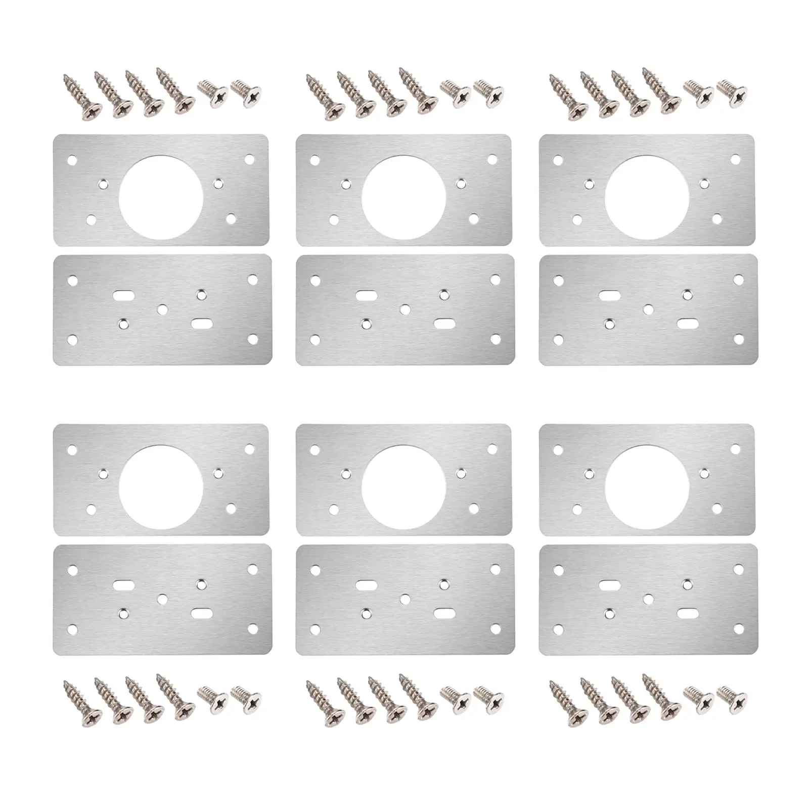 6 Pieces Hinge Repair Kits with Holes Hinges Fixing Plates with Mounting Screws for Door Wardrobe Window Wood Furniture Drawer