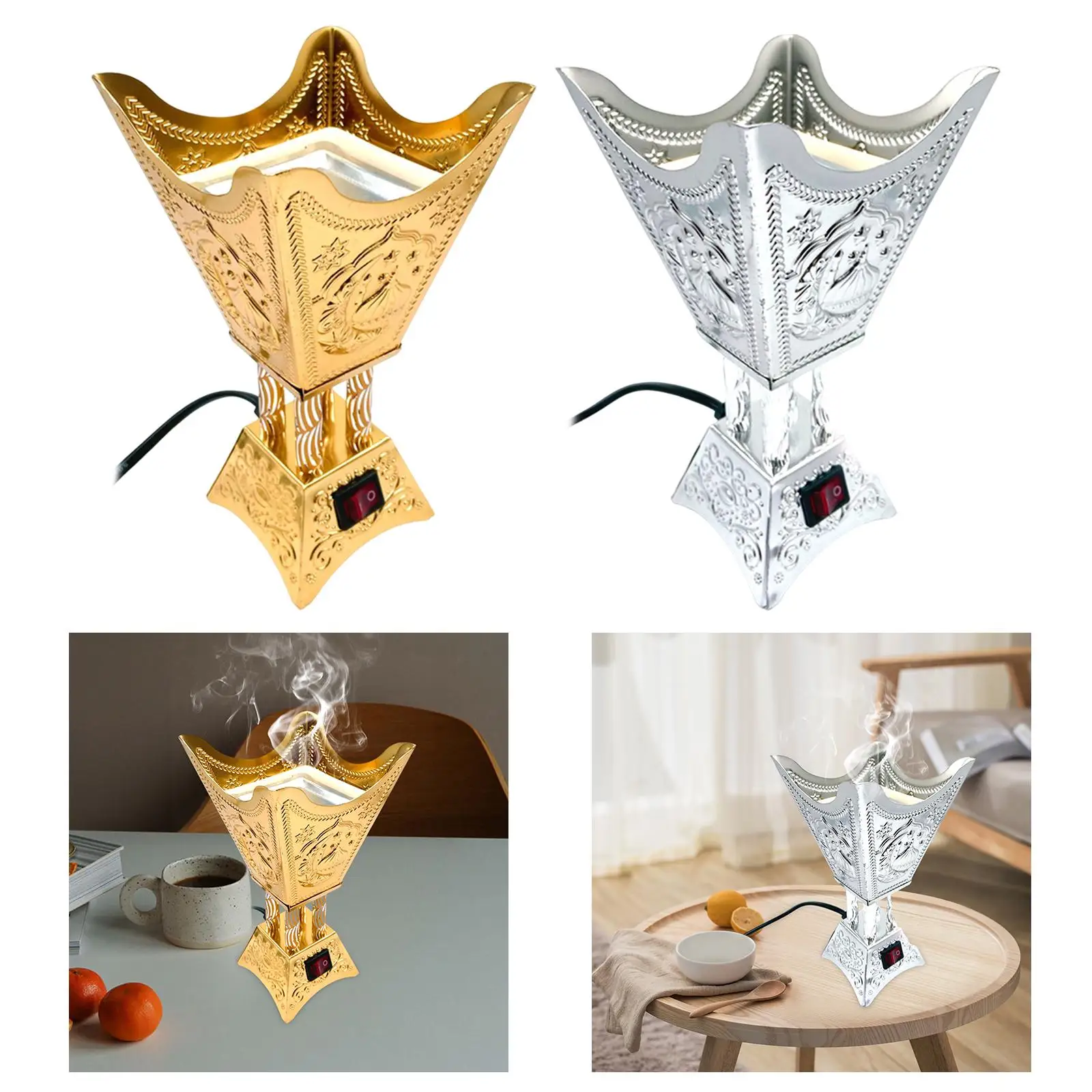Electric Burner Ornament Arabian Style Metal Holder for Table SPA Decor