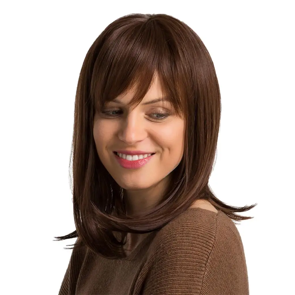 Fashion Short Straight Fringe Women Bob Wigs Replacements,BREATHABLE,STABLE