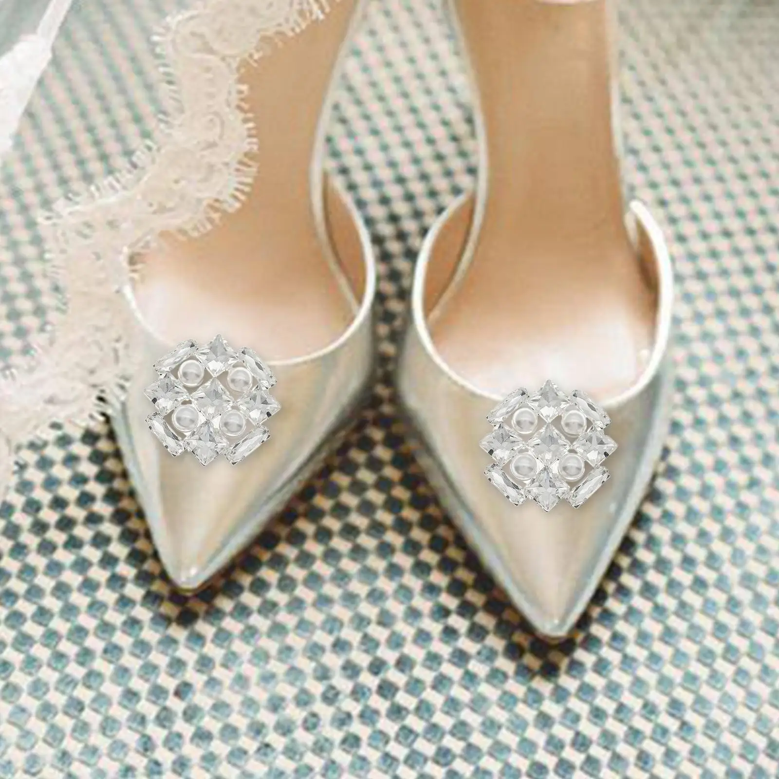 Women Lady Rhinestone Crystal Shoe Clips Buckle Exquisite Shoe Decorations Brooch Jewelry Shiny for Party Wedding Prom Dress Hat