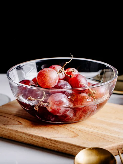 Flange Crystal Glass Mixing Bowl Transparent Salad Bowl, Fruit Plate  Irregular Bowl Snack Bowls