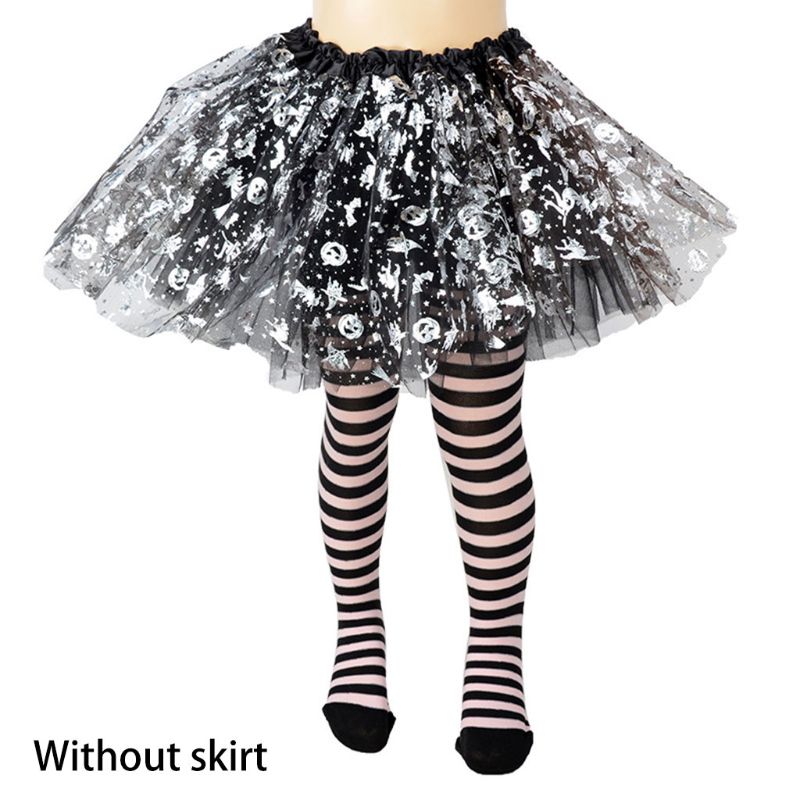 Mädchen Halloween Strumpfhosen Strümpfe Cartoon Spinnennetz Skelett gestreifte Strumpfhose – Detail 5