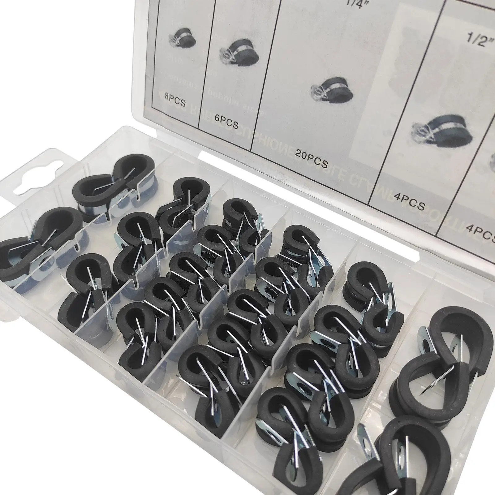 42Pcs Cable Clip with Rubber Cushioned Stainless Accessories Iron Pipe Strap for Ship Cable Installation Hose Car