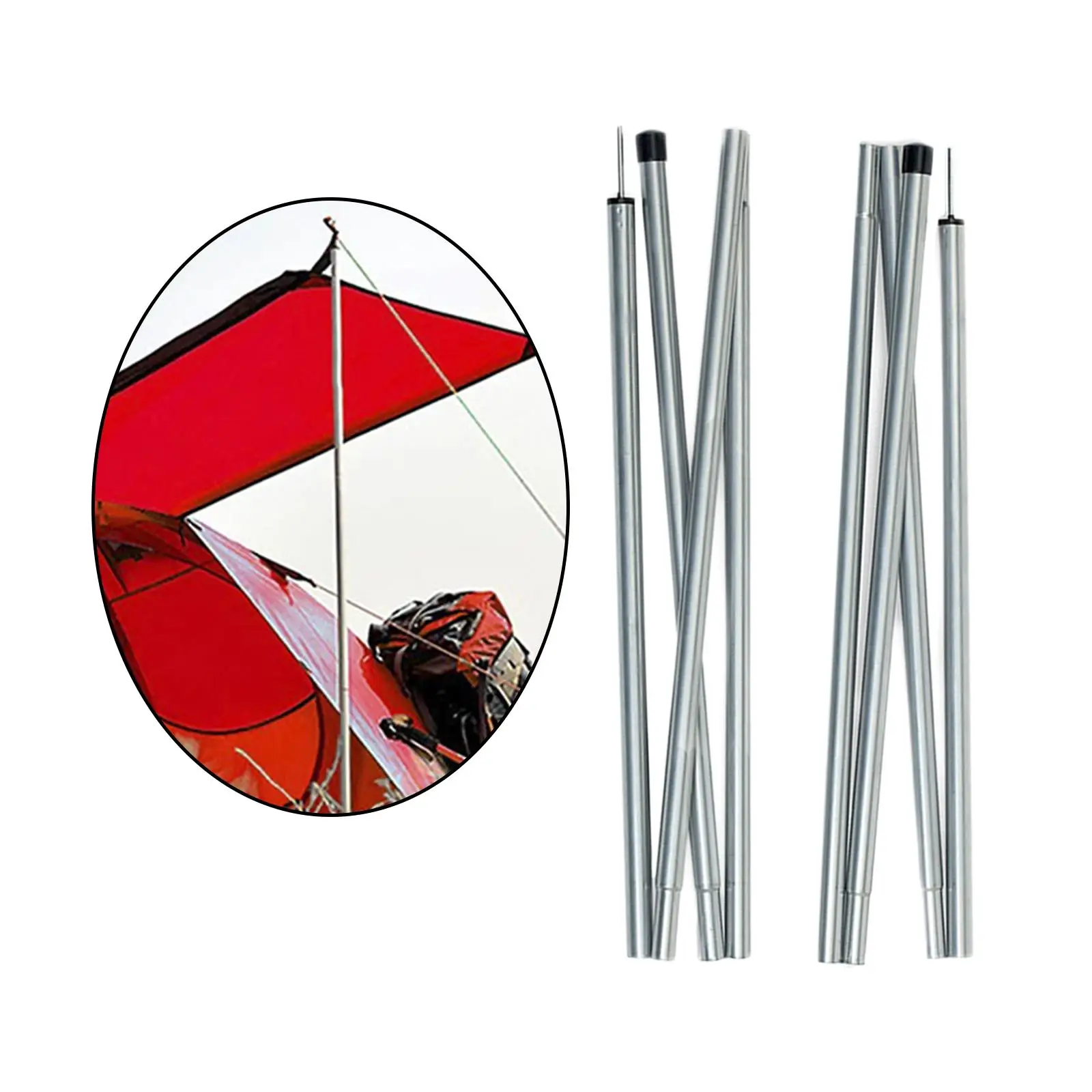 8Pcs Telescopic Tent Tarp Poles Backpacking Awning Support Tent Fly Hiking