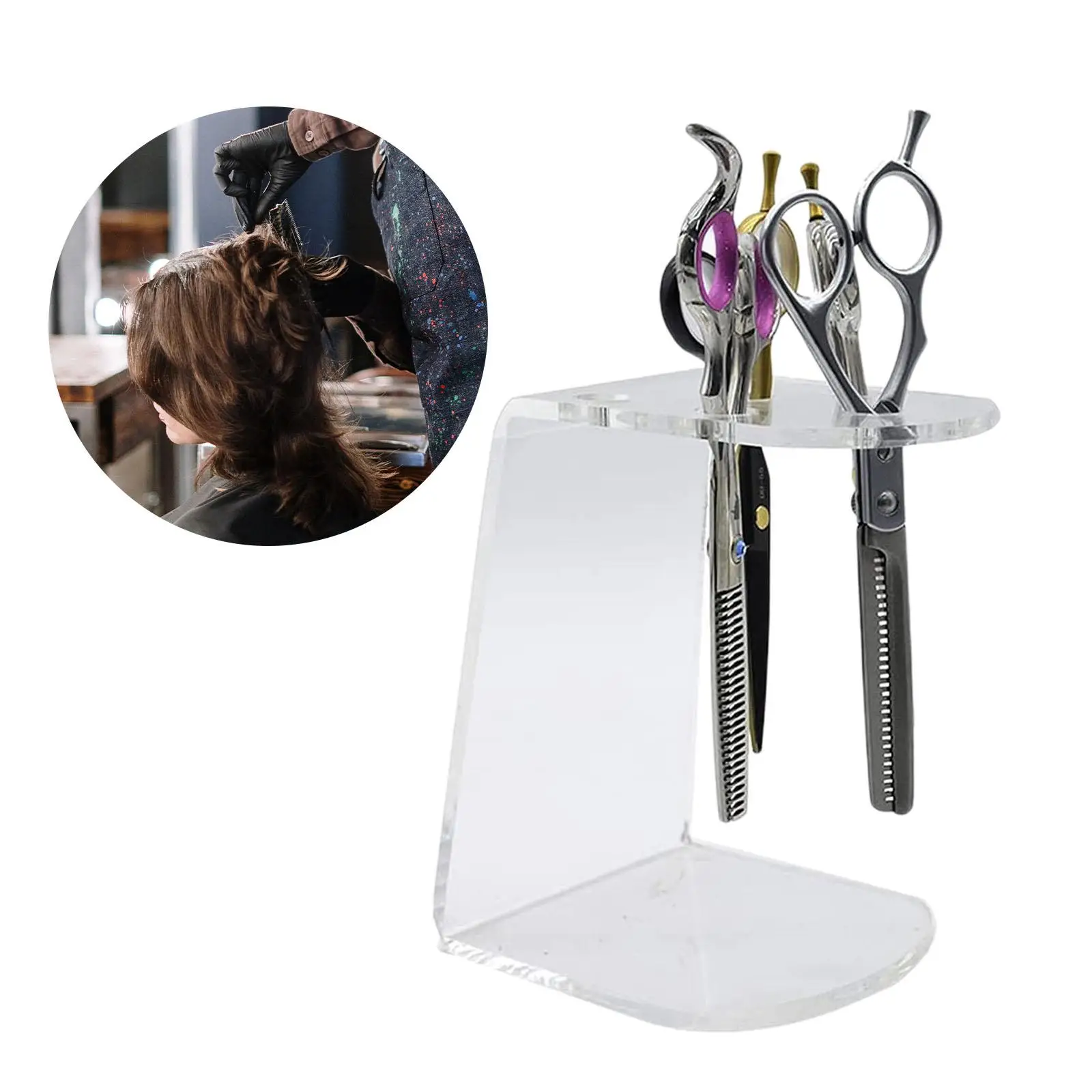 Scissors Stand 6 Holes Transparent Durable Barber Shear Holder for Salon