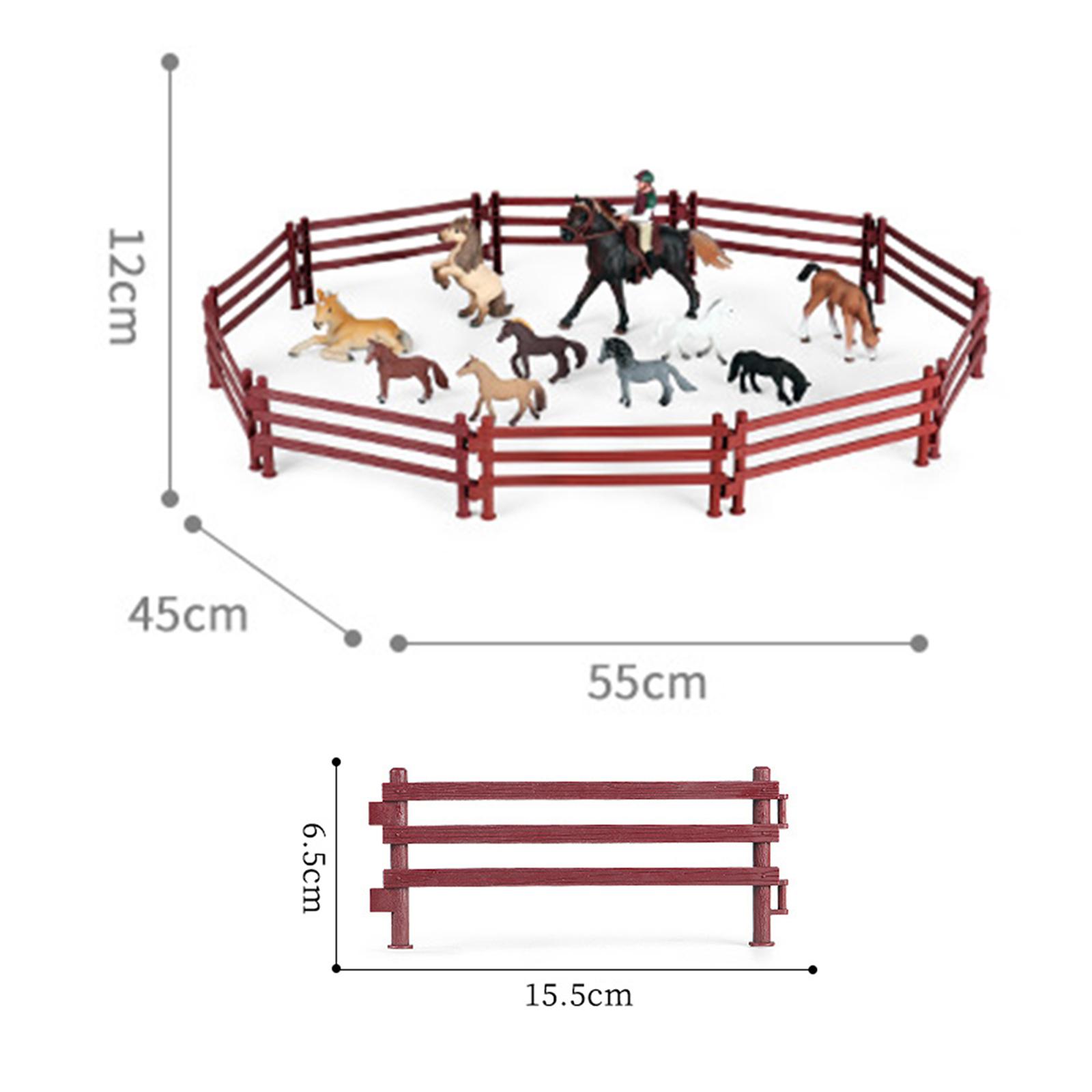 23 Pieces Simulation Fence Farm Toy Set Sports Horseman Farm Jockey Static Accessories Collectibles Mini Scene for Children Barn