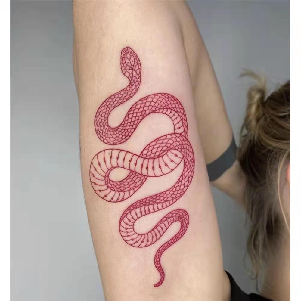 Best of Red Snake Waterproof Temporary Tattoo Stickers For Women Men Body Art Waist Decals Fake Tatto Big Size Reviews & Tips