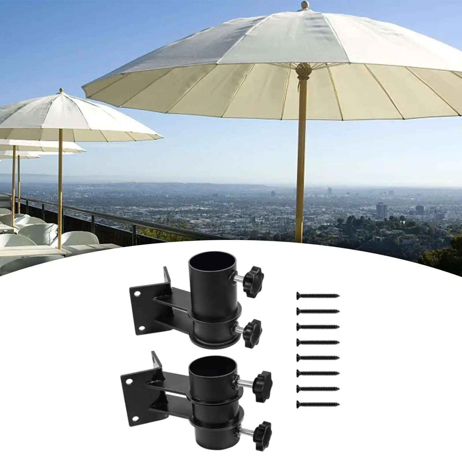 Umbrella Base Stand with Screws Heavy Duty Pole Holder Sun Shelter Umbrella Clamp for Outside Outdoor Balcony Backyard Equipment
