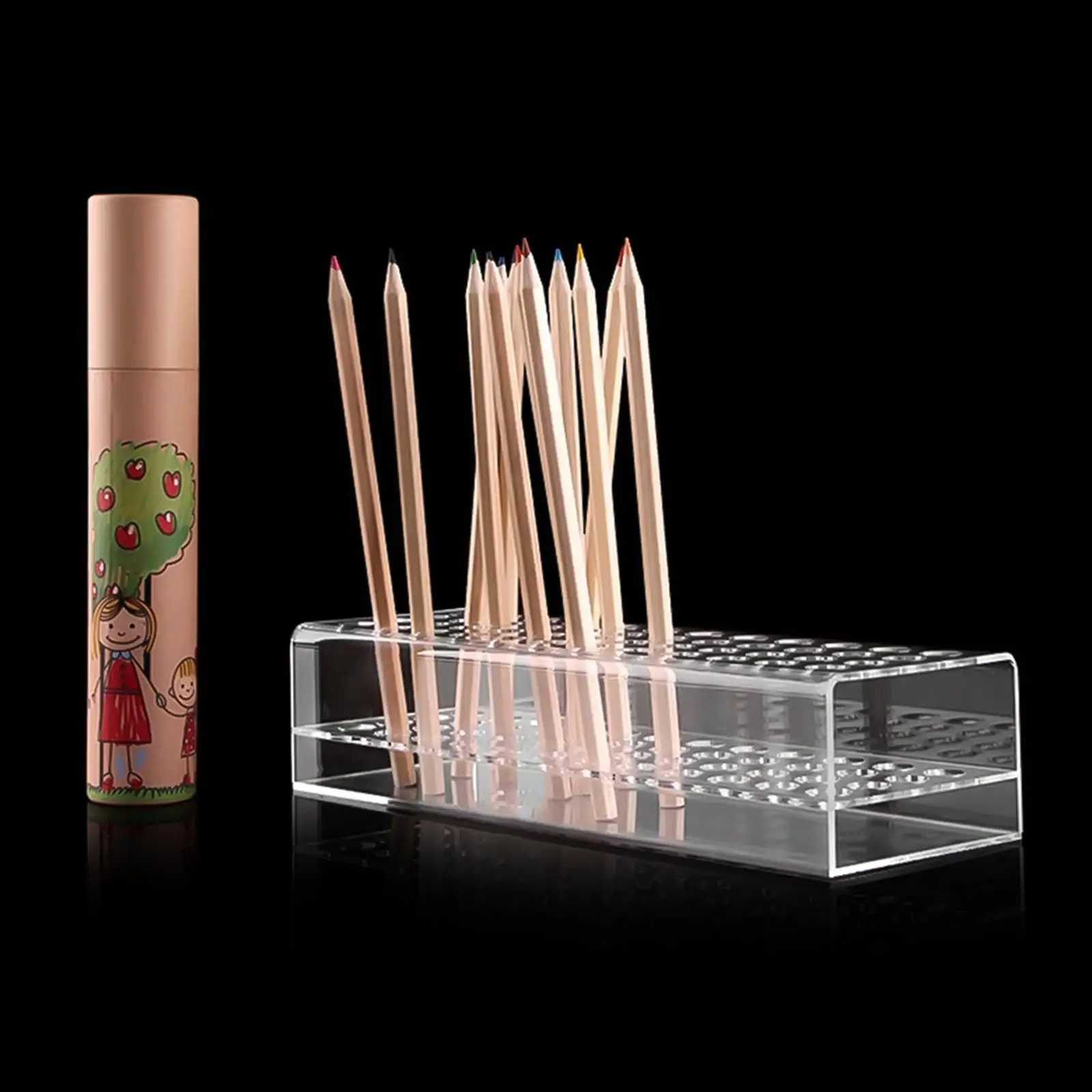 Acrylic Pen Holder Paintbrush Drying Rack Transparent Makeup Brush Rack Display Stand for Art Studios School Cosmetic Brushes