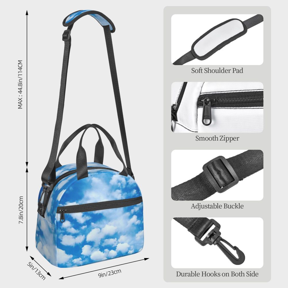 Azul Imprimir Zipper Cooler Bag Carro Comida Elegante Saco Térmico