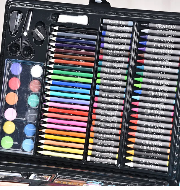 208 PCS Drawing Set Crayon Watercolor Makers Set Art Case Gift