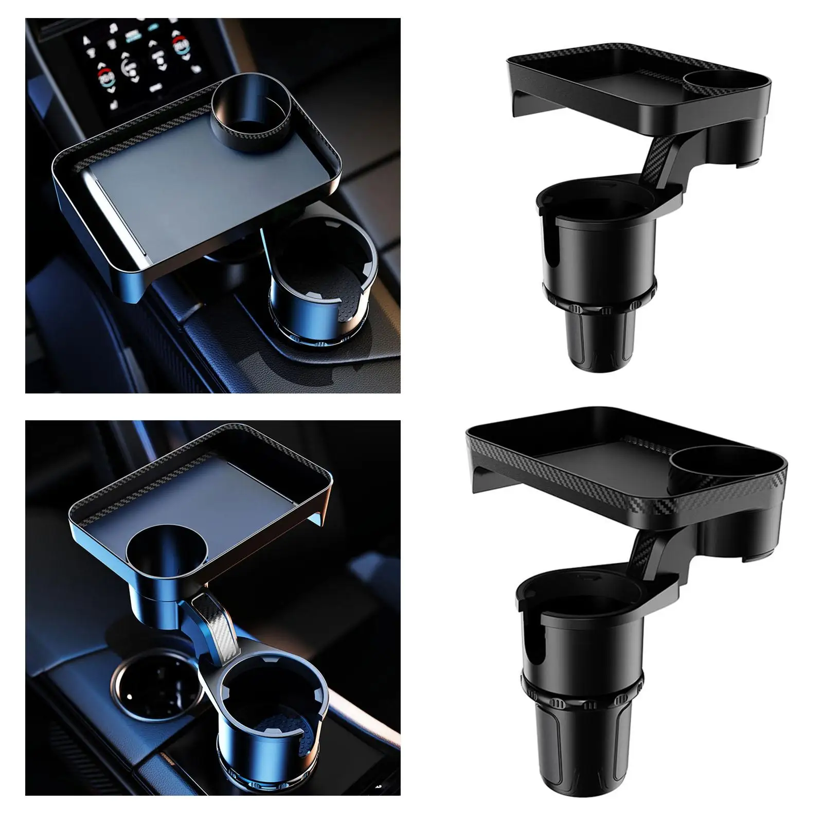 Adjustable Car Cup Holder Tray Drinks 360 Rotate Coffee for Most Cars Black