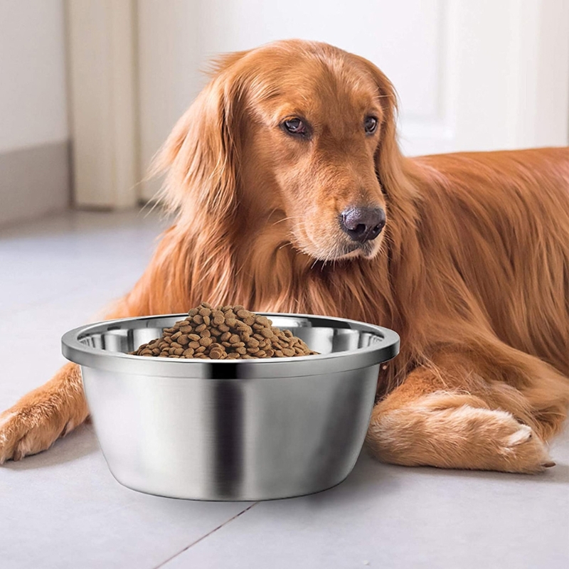 Title 2, Large Stainless Steel Dog Bowls Thick Smooth Me...