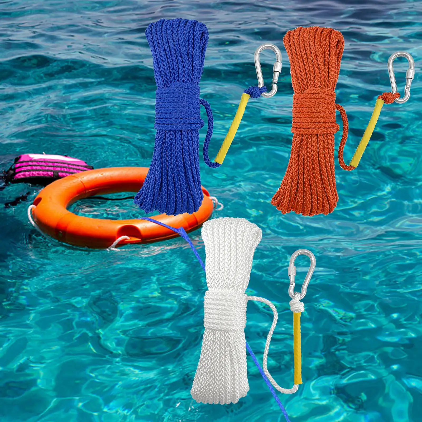 Hollow Braided Fishing Nylon Rope with Spring Hook for Magnet Fishing Hiking