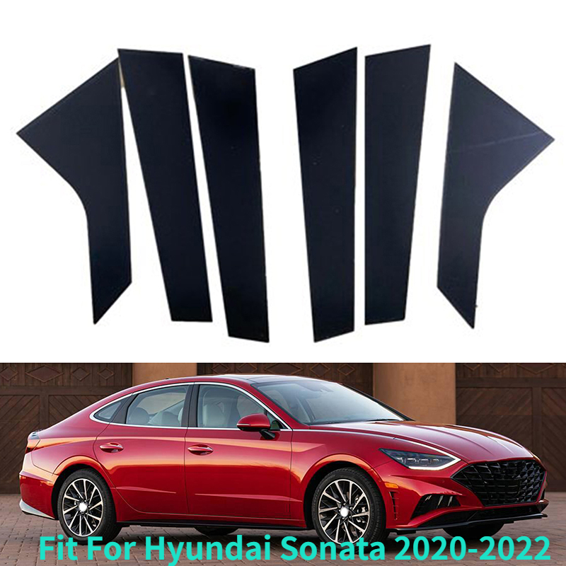 Für Hyundai Sonata 2011 2012 2013 2014 2015 2016-2023 6/10 Stücke Auto Säule Beiträge Tür Fenster Trim Abdeckung Aufkleber glänzend Schwarz – Detail 3