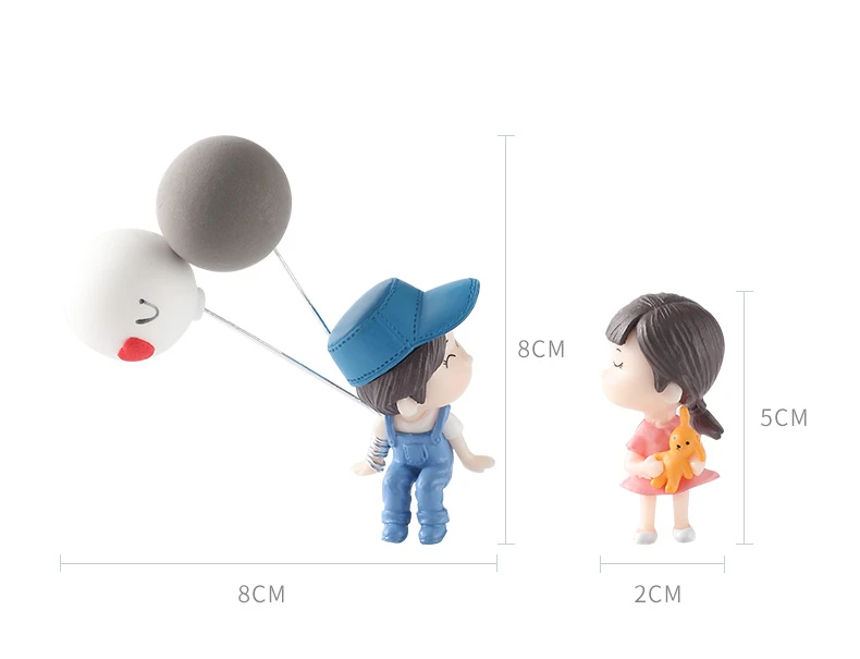 Car Ornaments Cute Cartoon Couple Action Figures Ornaments Balloon Ornaments Car Interior Instrument Panel Accessories Gifts miniature people figurines