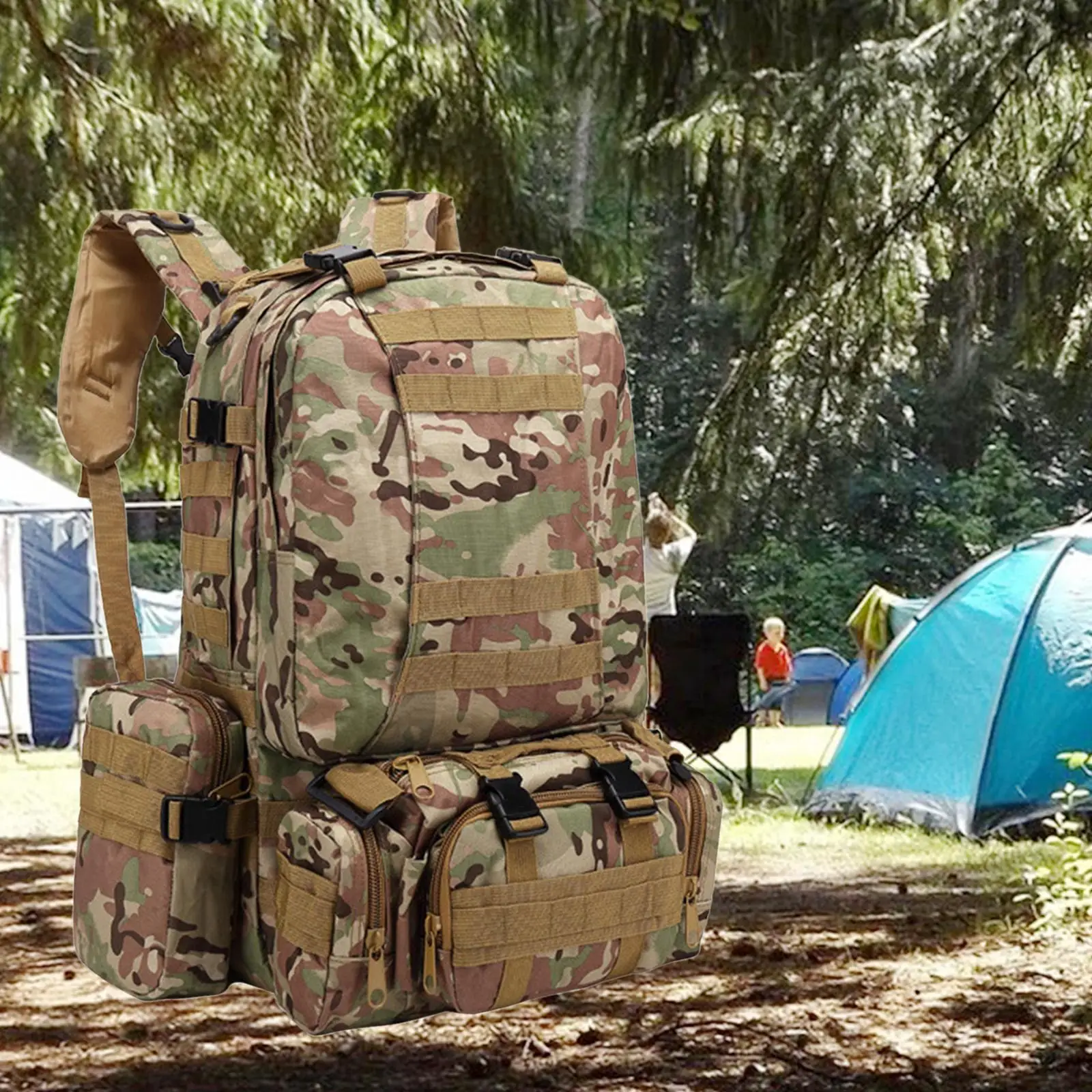 Case Backpack Bag 55L Large Army Outdoor Assault Pack Rucksacks Carry Bag Backpacks