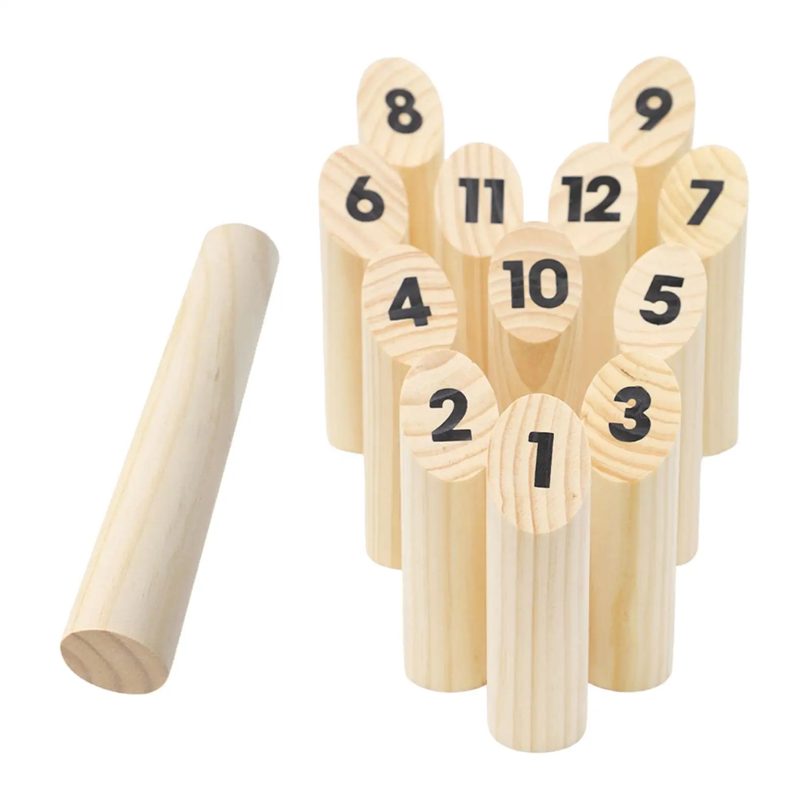 Wood Toss Game Throw Bowling Teen Adult Kids Throwing Dowel Family Game numbered block Toy Set for Beach Outdoor Lawn Playground