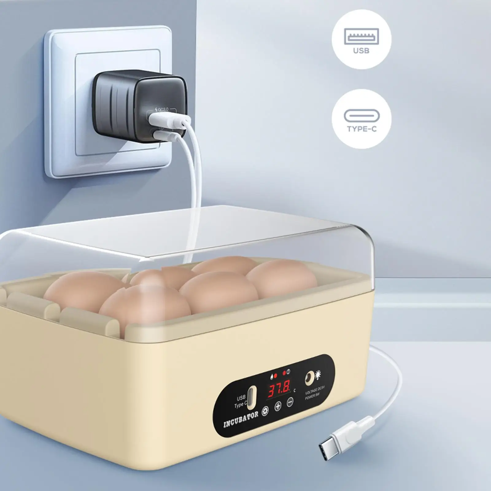 Mini Egg Incubator Automati Egg Candler Egg Turner Temperature Control Hatching Hatcher Machine for Duck Birds Chicken Pigeon