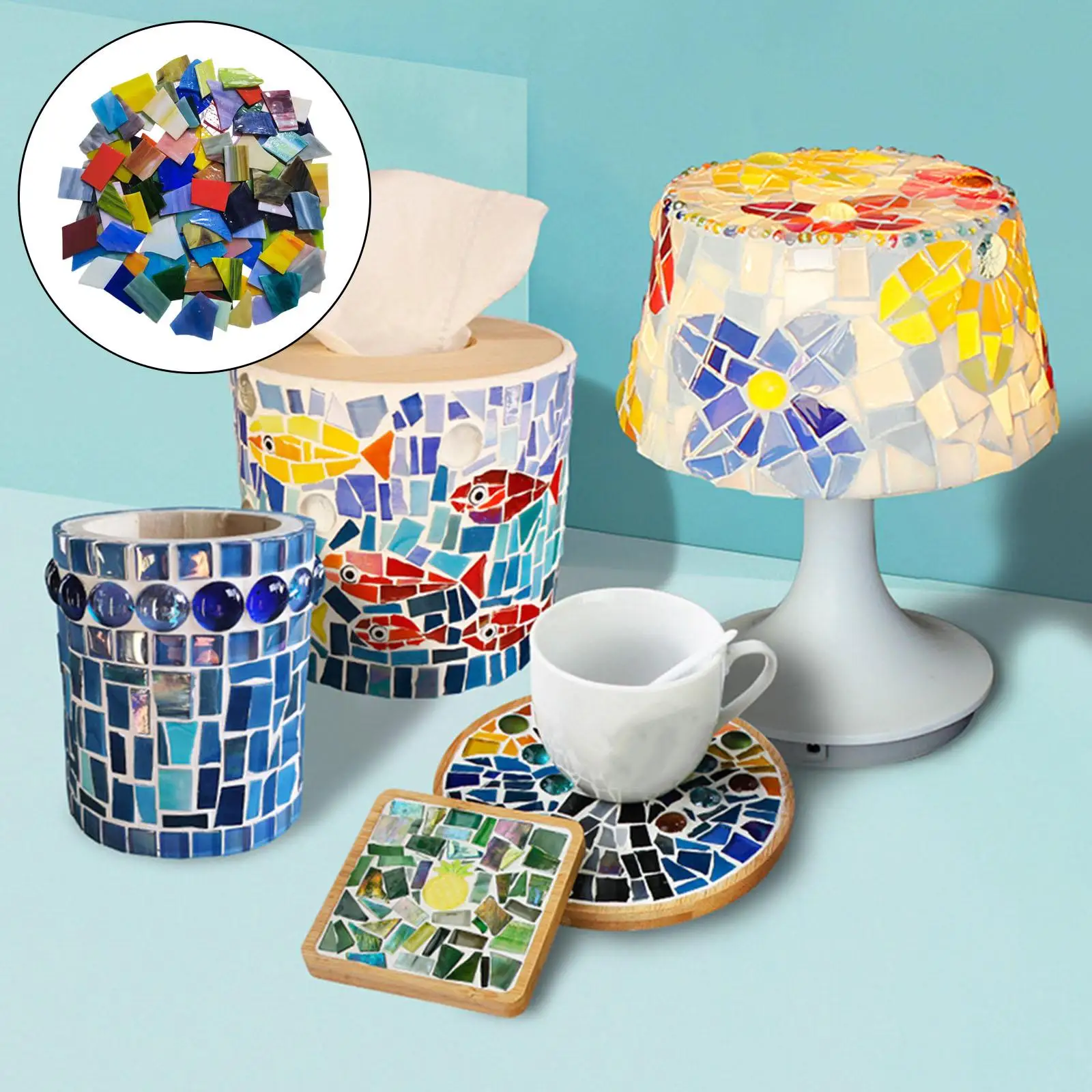 Colorful Mixed Shapes Mosaic Tiles for Crafts Garden Seat Table Cups Artwork Home Ornaments Mosaic Projects