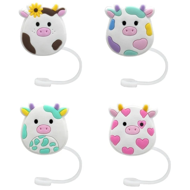 4 Pcs Cute Cow Silicone Straw Covers Cap Drinking Straw Tip Lids  SplashProof Plugs Covers Cup Accessories Easy Use - AliExpress