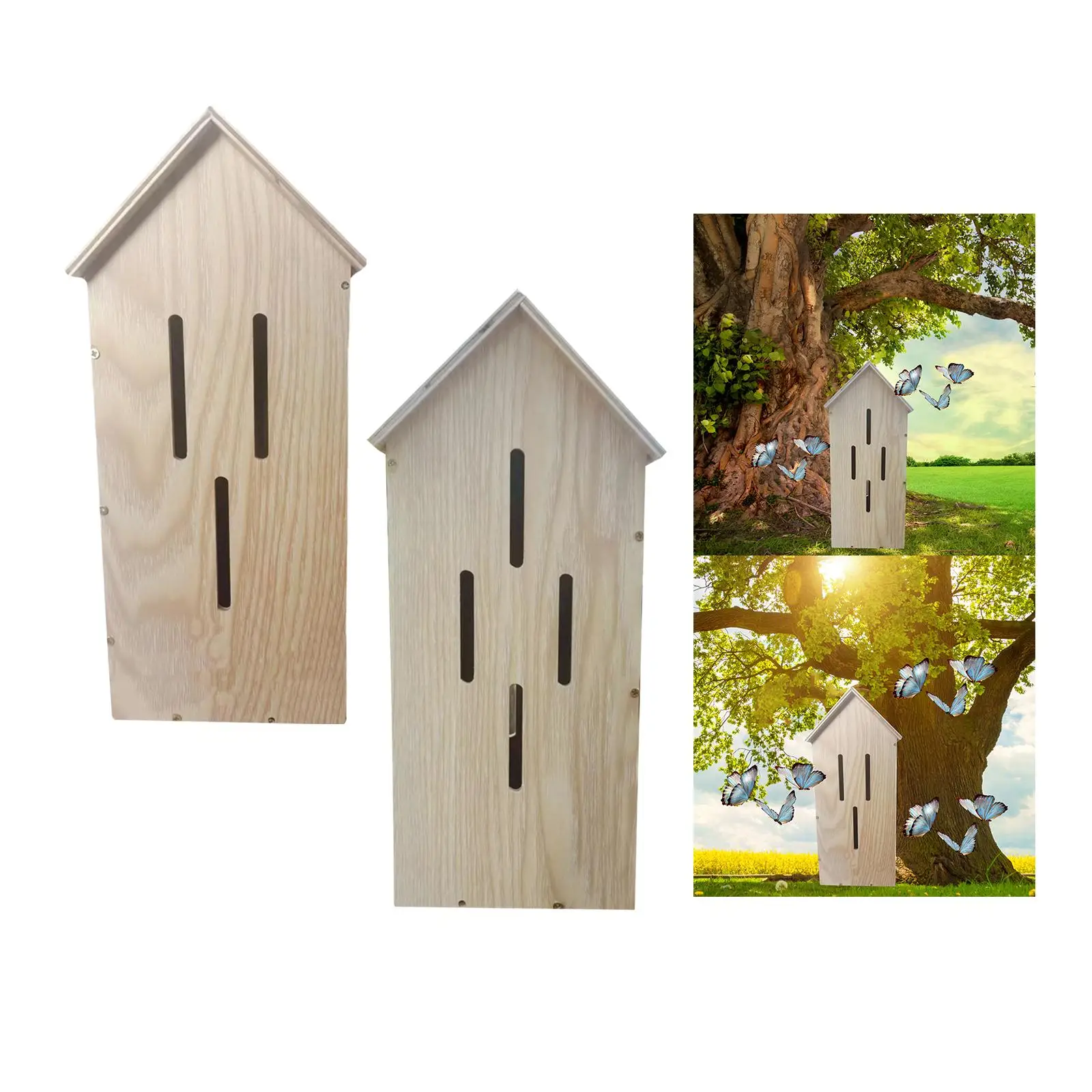 Butterfly Habitat Supplies Tree Trunk Protector Guard Wooden Butterfly House for Hotel