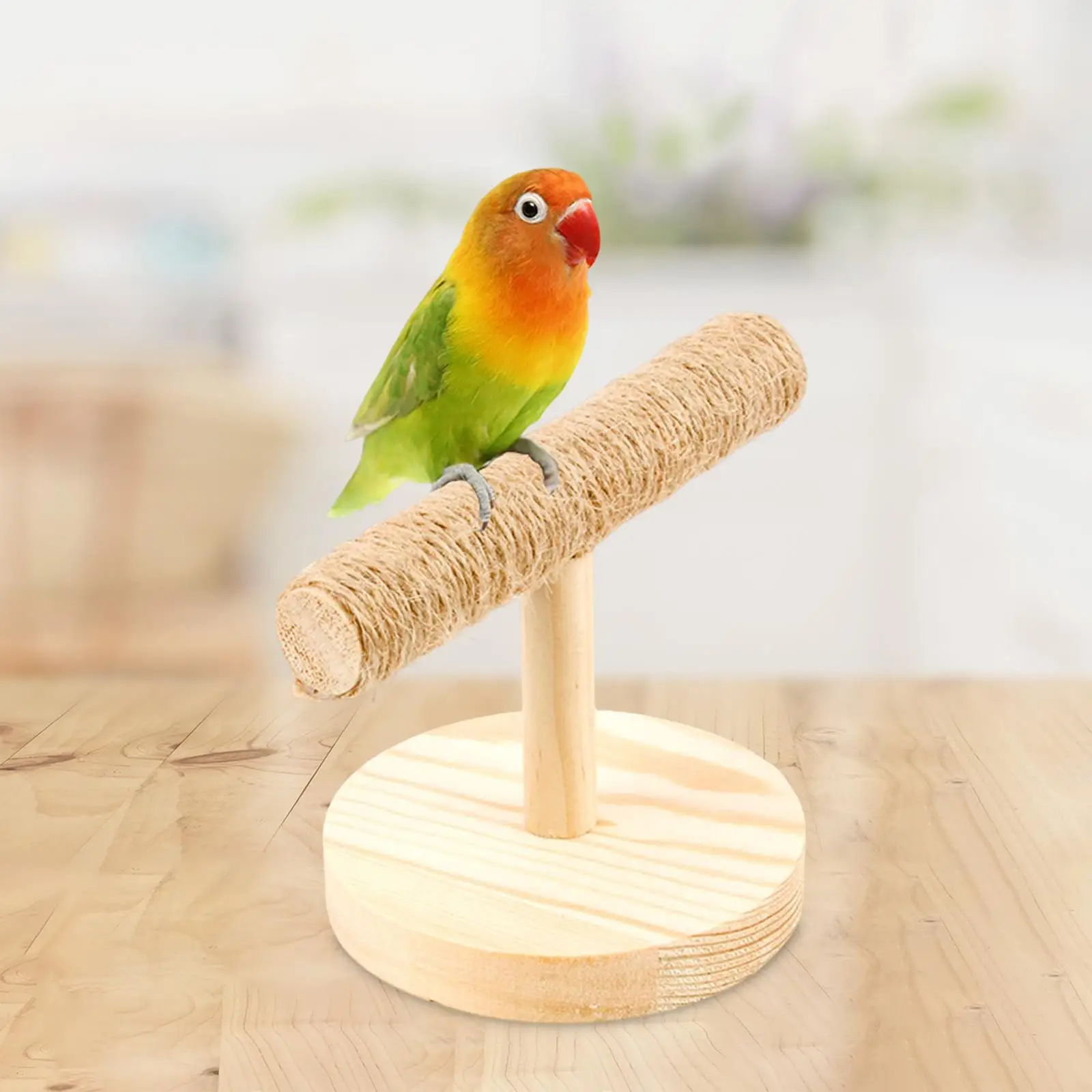 Bird Training Perch T Stand Solid Wood Birds Cage Perch Desktop Tabletop Bird Play Stand Parrot Training Perch for Finch Conures