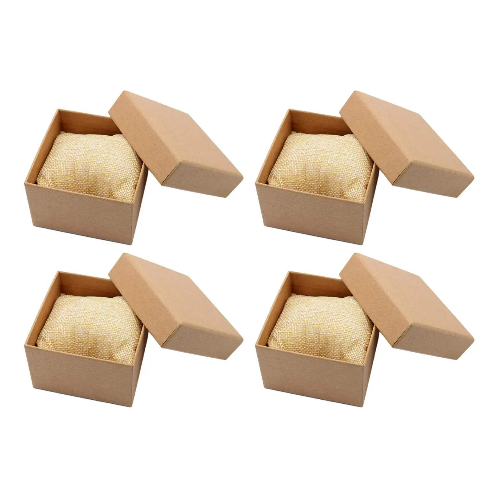 4 Pieces Kraft Watch Box with Pillow Single Protective Gifts Trinkets Packing Box Jewelry Display Case Storage Case Holder