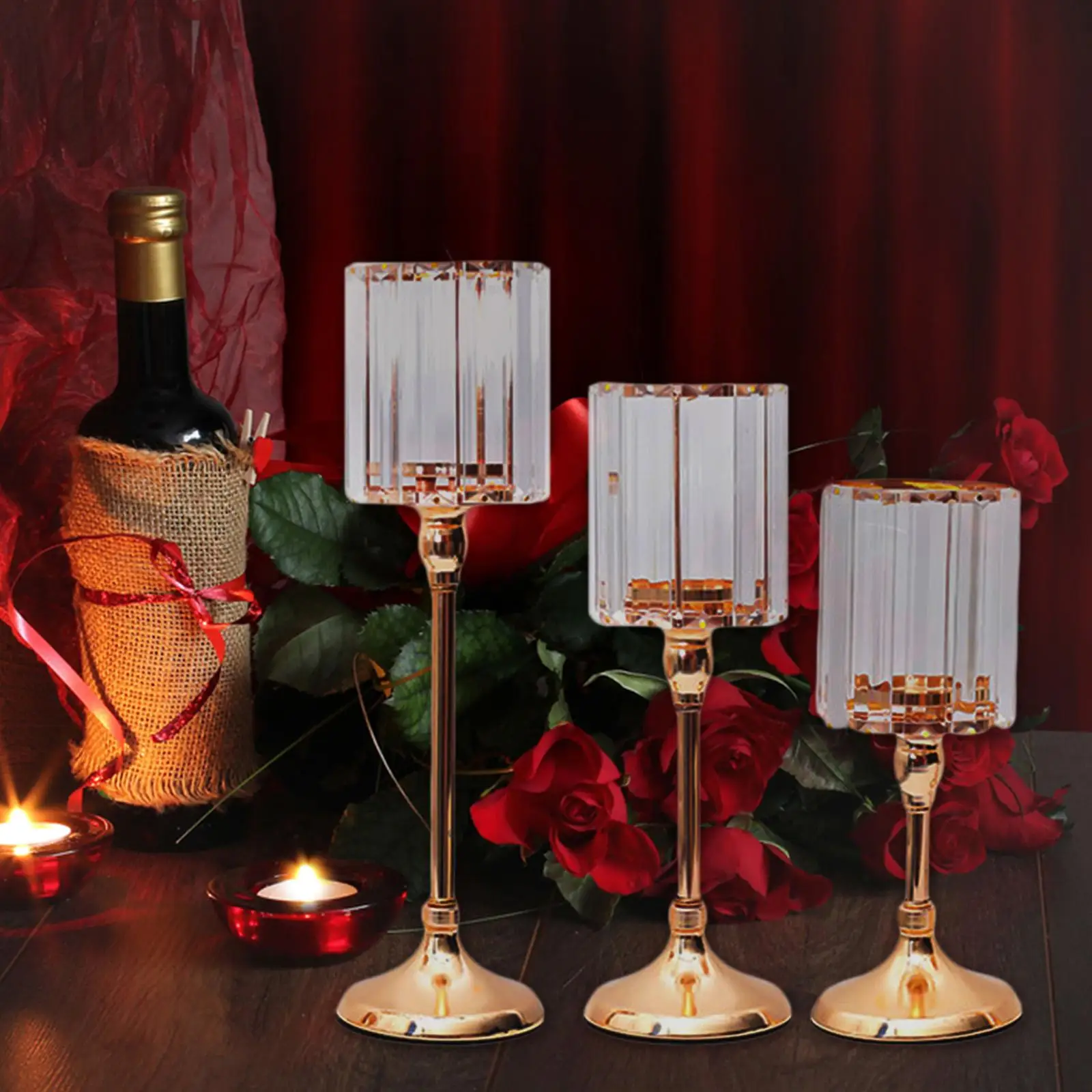 Glass  Crystal Stand Flower Vase Wedding Centerpiece  Candlestick for Wedding  Party Decorati