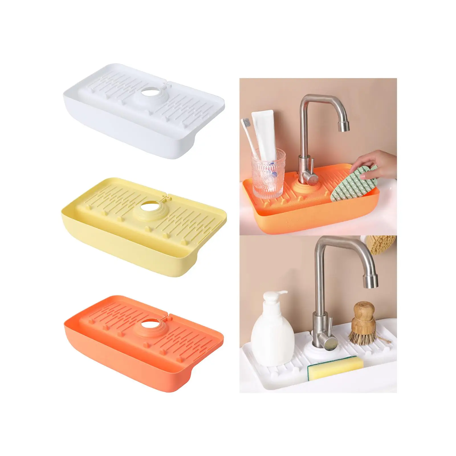 Faucet Handle Catcher Tray Drying Mat Sink Draining Pad behind Faucet for Bar RV Laundry Room Bathroom Sink Kitchen Sink