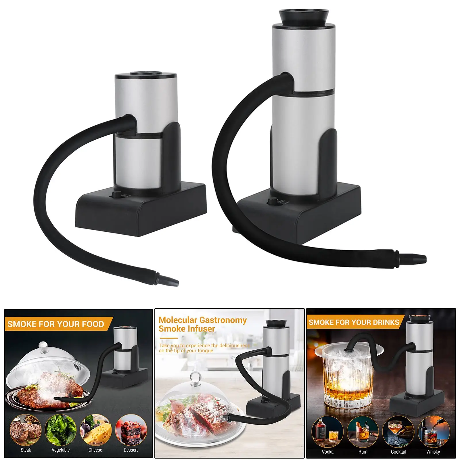 Electric Smoke Infuser Cocktails Smoker Food Cold Smoke Generator Smoking Gun for Indoor Home Kitchen Steak Cheese Meat Burn