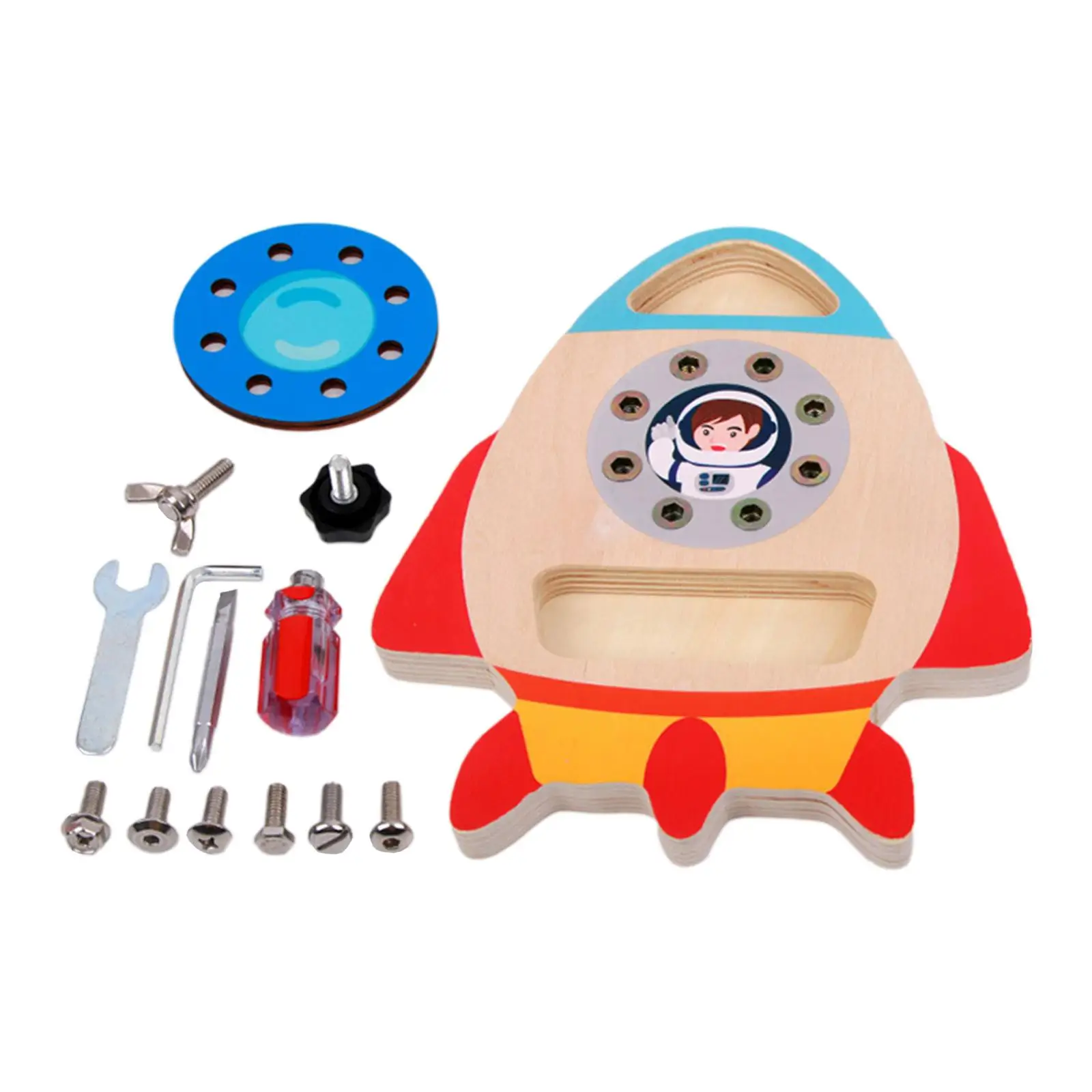 Montessori Rocket Shaped Screwdriver Board Set Educational Sensory Learning Toy Develop Fine Motor Skills for Children Kids Boy