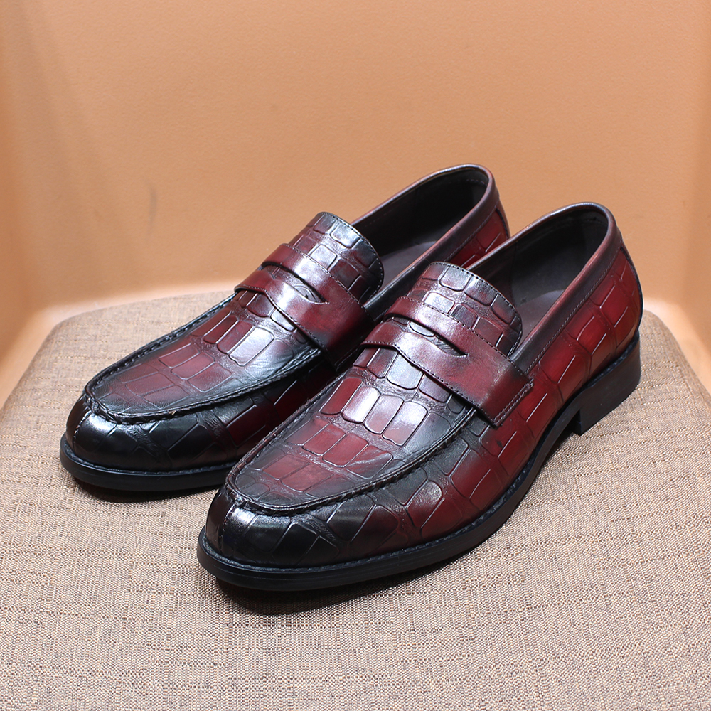 Luxuriöse Penny-Loafer für Herren, echtes Leder, Krokodilmuster, Slip-on-Schuhe für Hochzeit, Party, Kleid, für Herren, Büro, Freizeitschuhe – Detail 7