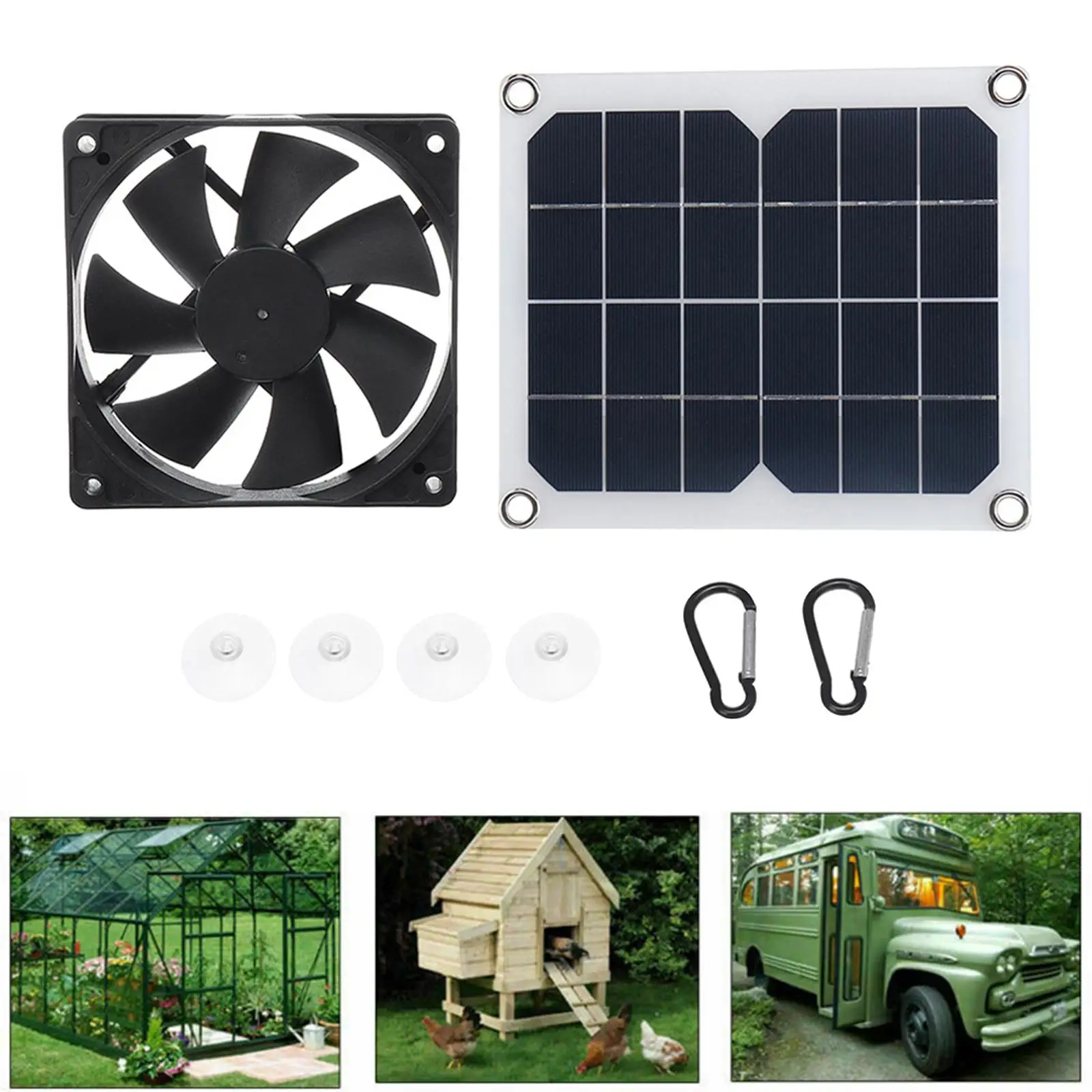 Small Solar Power Panel Exhaust Fan Portable Lightweight 6V for Garage RV