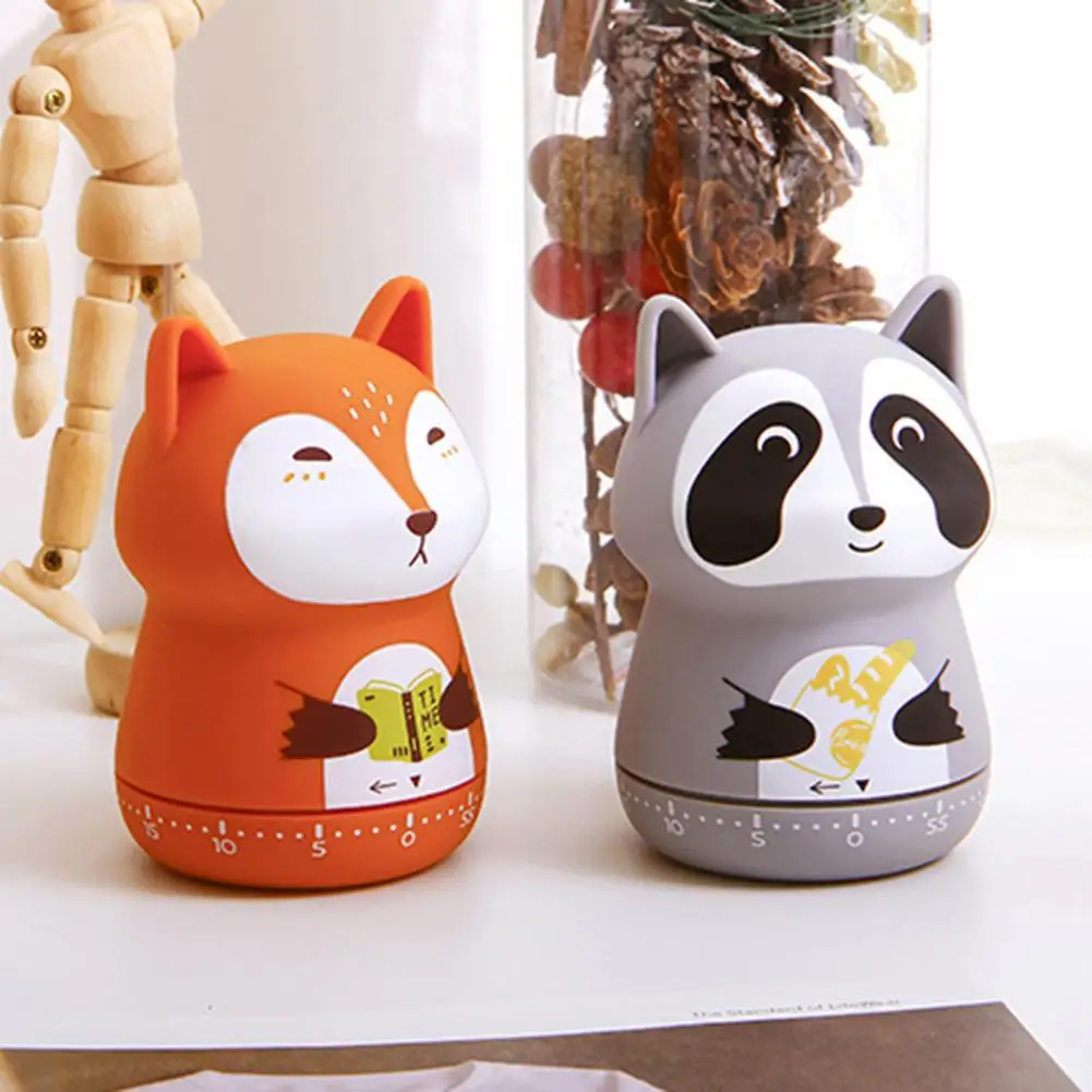 4 Styles Timer Cooking Alarm 360 Degree Rotating Loud Ring Plastic Cartoon Wind Up Animal Clock Timer Kitchen Accessories