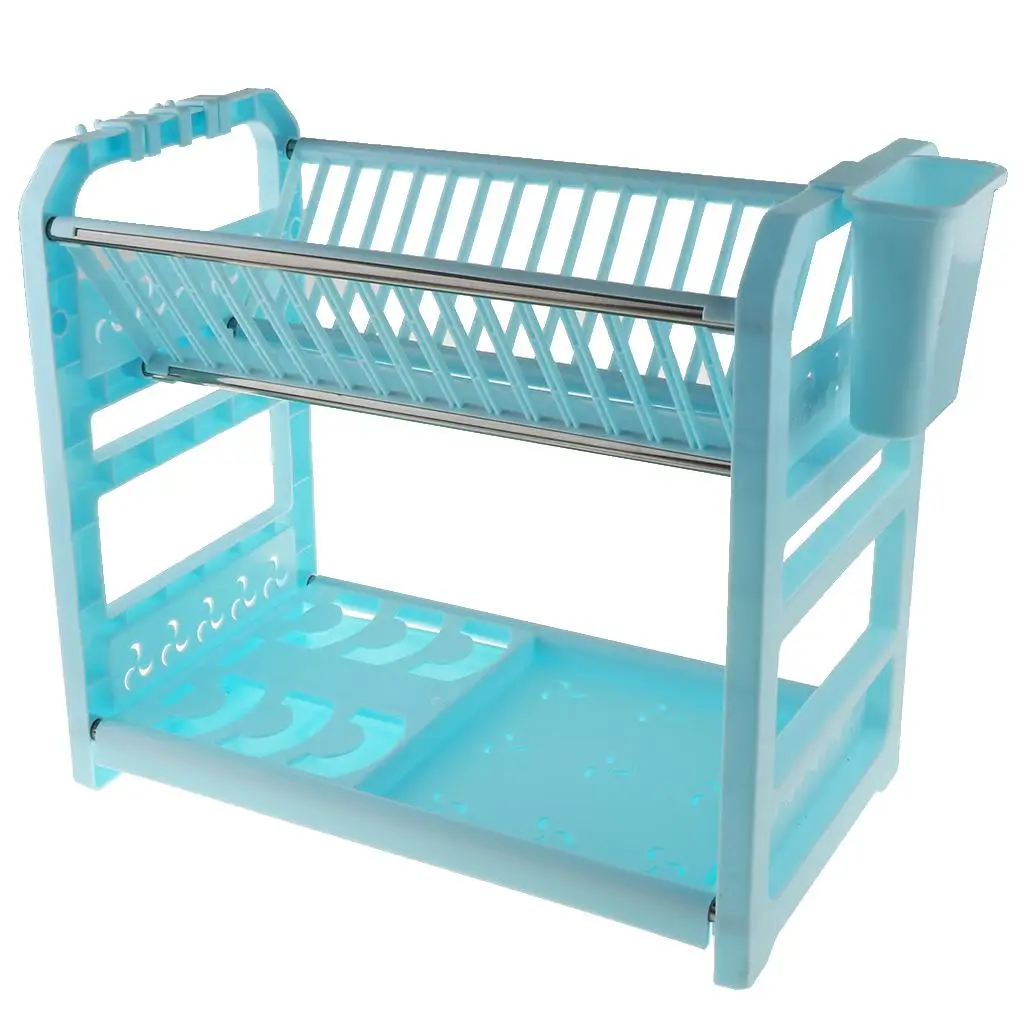 Dish Drying Rack Drainboard - Drainer and Cutlery Holder Organizer - Countertop Cooking Utensils Storage Container