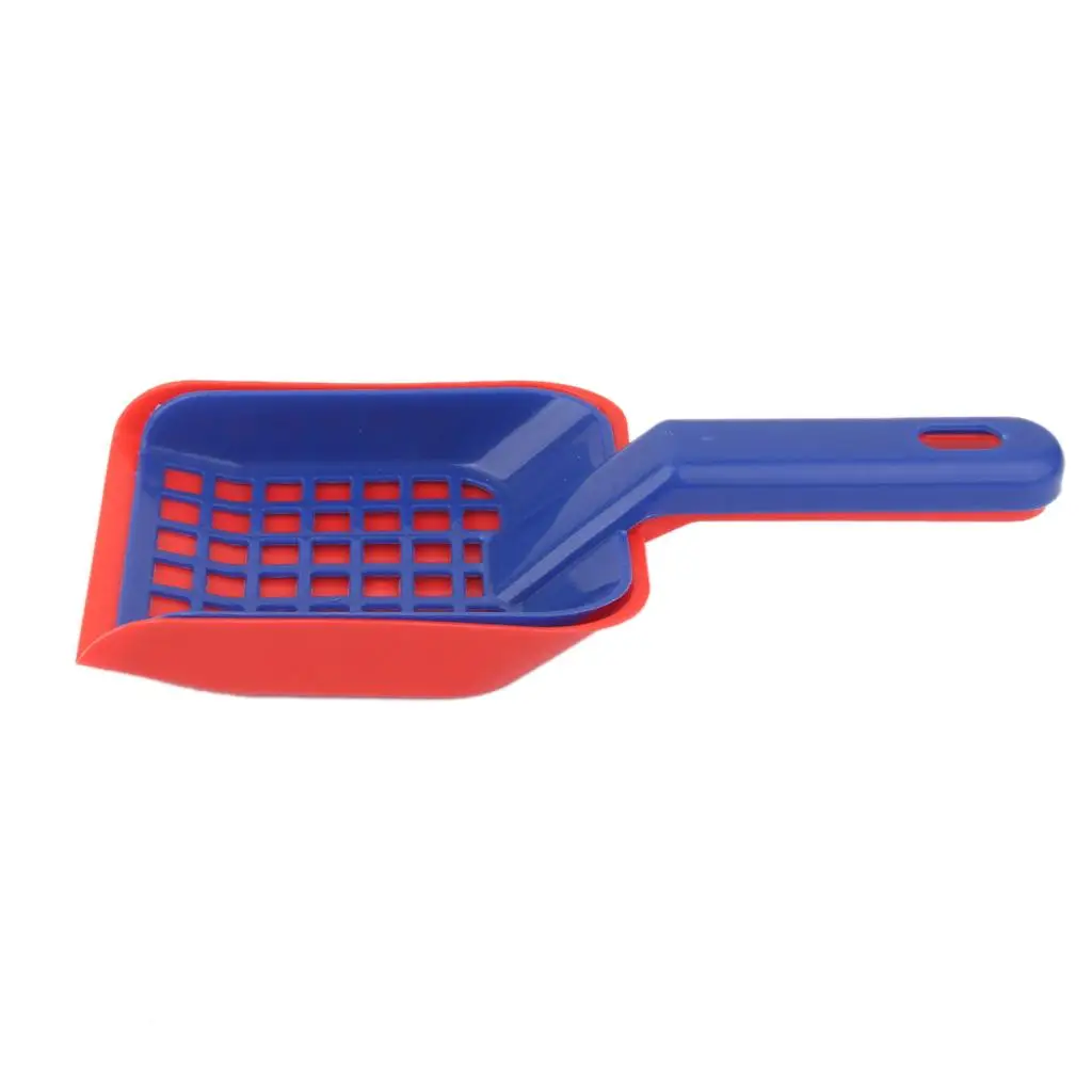 A Set of Plastic Cat  Sifter and Sieve with Handle for  Cleaning Red, Blue