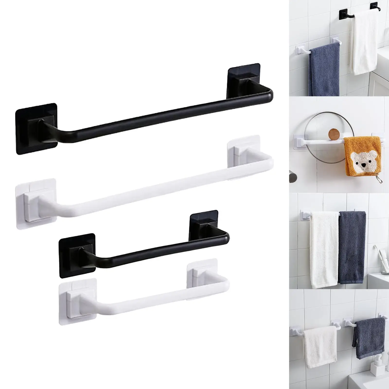 Durable Over Cabinet Towel Bar Shelf Removable Washcloths Rack Hanger Hook Hand