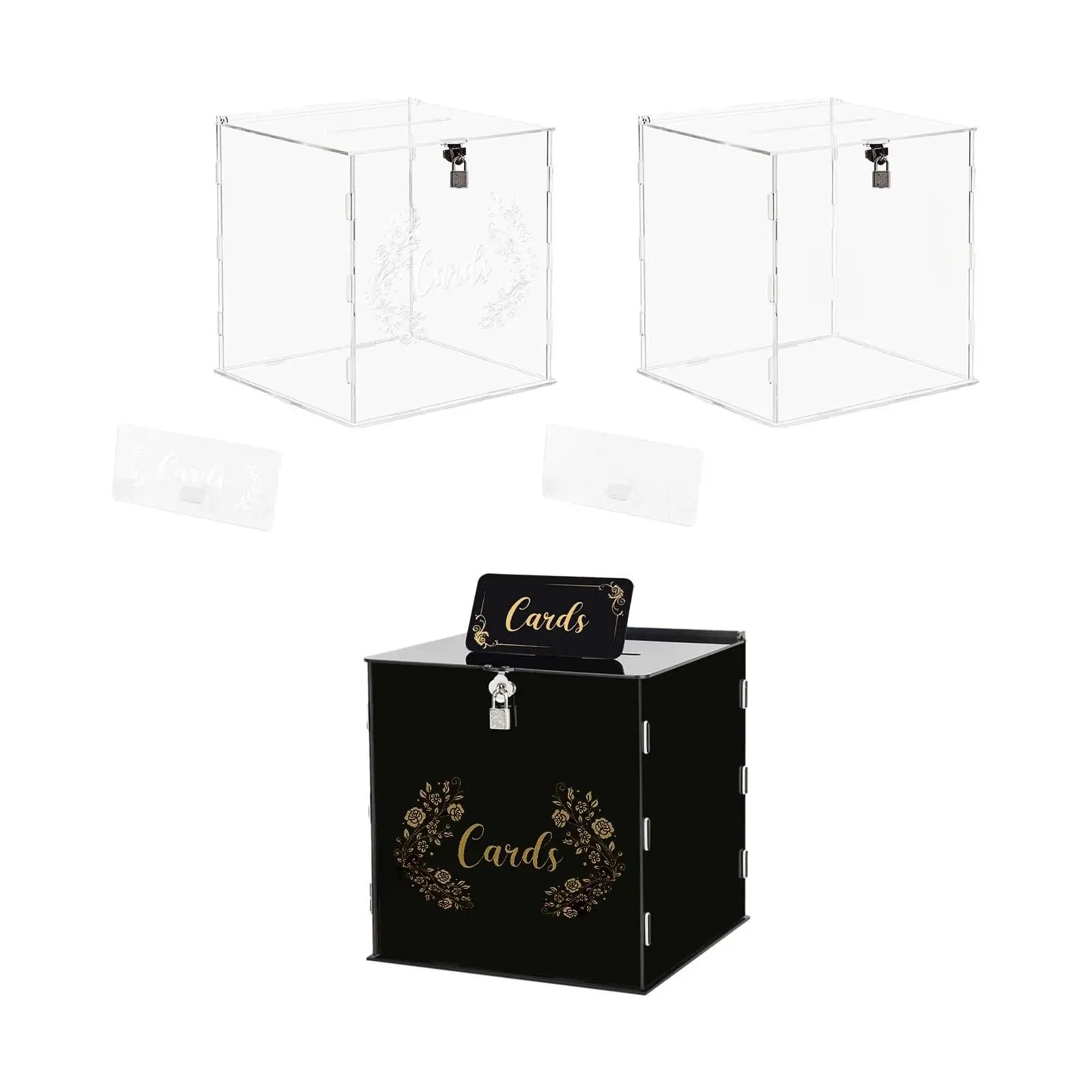 Acrylic Wedding Cards Box Greeting Card Holder Box Reception Table Card Box Envelope Gift Card Box for Wedding Reception Parties