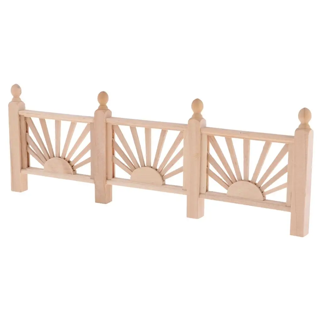 Unpainted 1/12 Dolls House Miniature Wooden  Fence Model  Collections