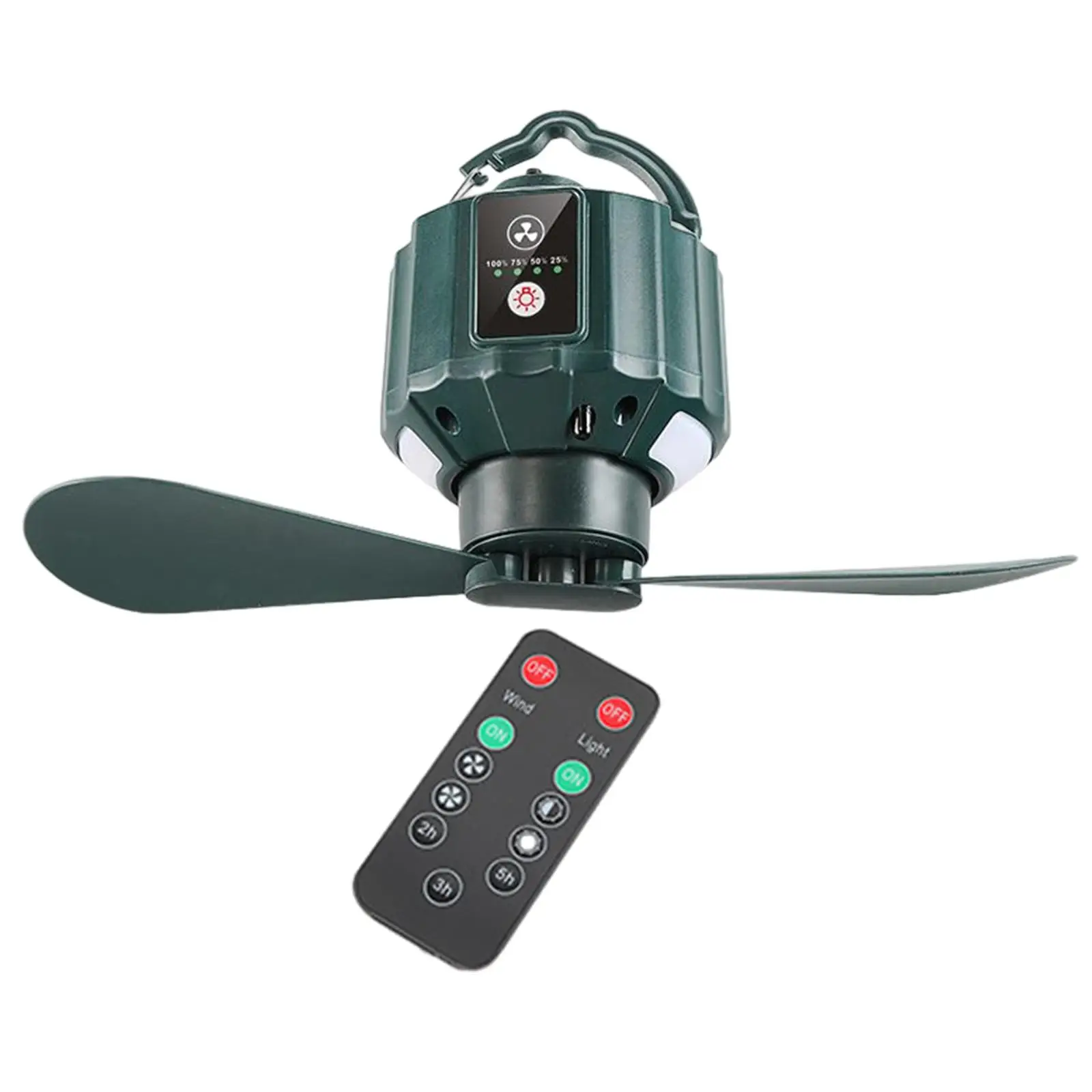 Portable Camping Fan with LED Lantern Removable with Remote 3 Speeds