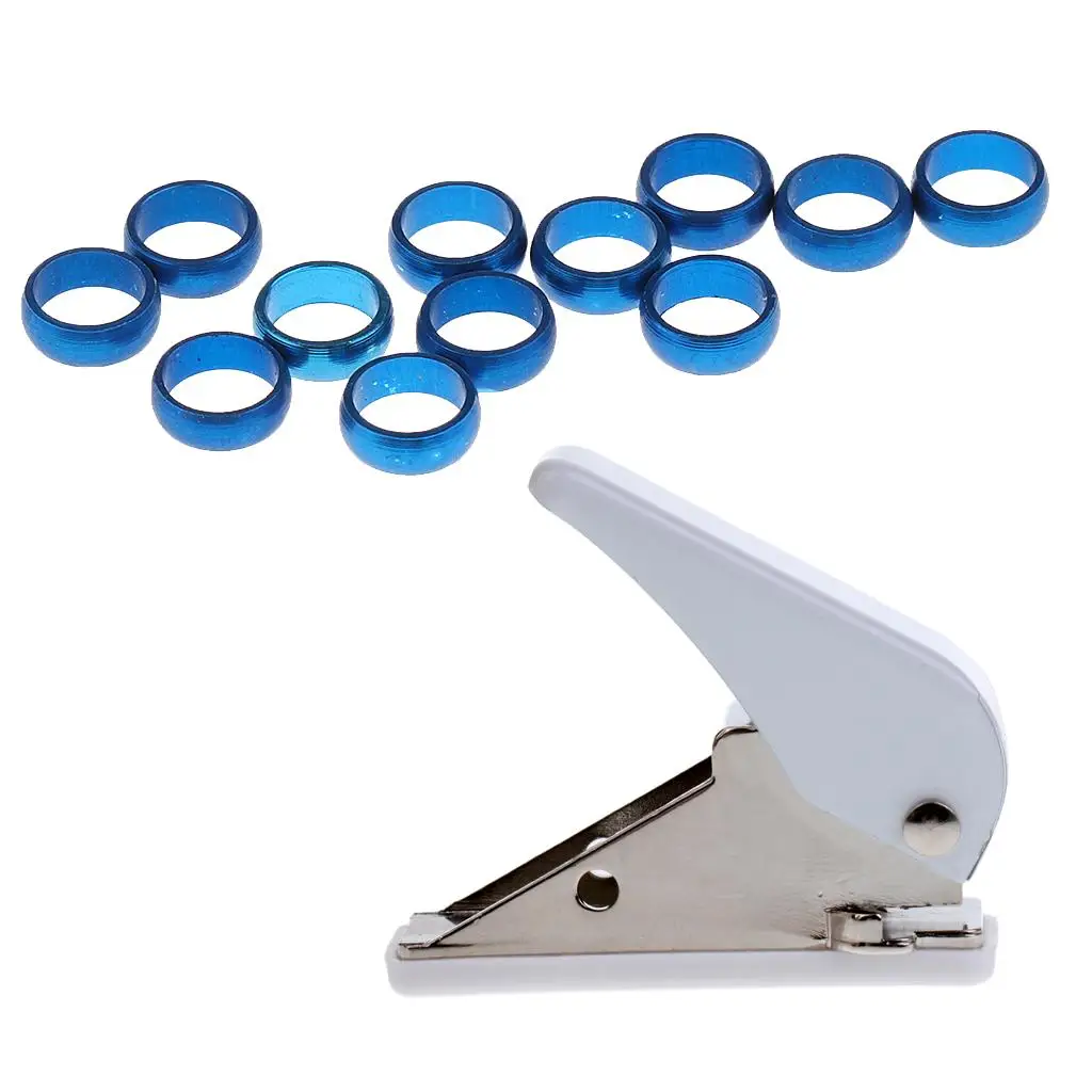 MagiDeal Target Punch Rectangular Hole Puncher + 12 Pcs O Ringss Grip Rings -- Blue