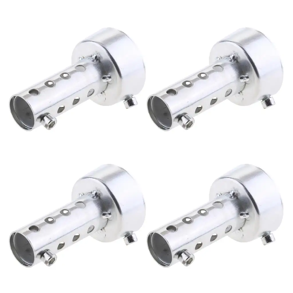 4pcs Silver Metal Exhaust Silencer Noise Reducer Exhaust Pipe Replacement