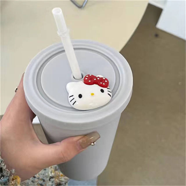 Cute Cinnamoroll With Cinnamon Roll 20 Ounce Tumbler With Lid and Straws 