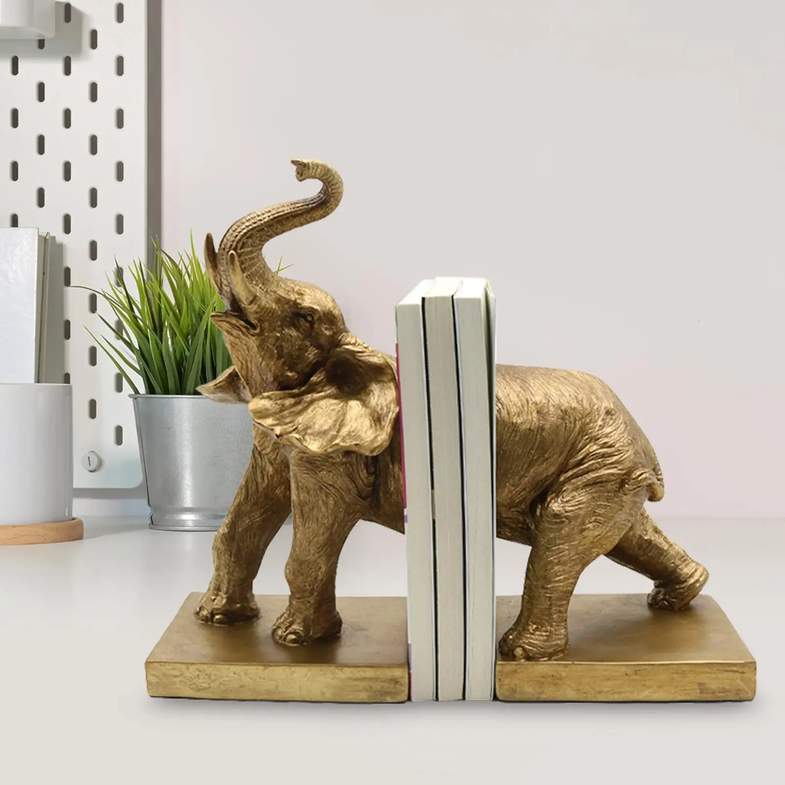 Elephant Figurine Bookfile Nordic Creative Ornament Book Stopper Book Holder for Bookshelf Home Tabletop Wine Cabinet Decoration