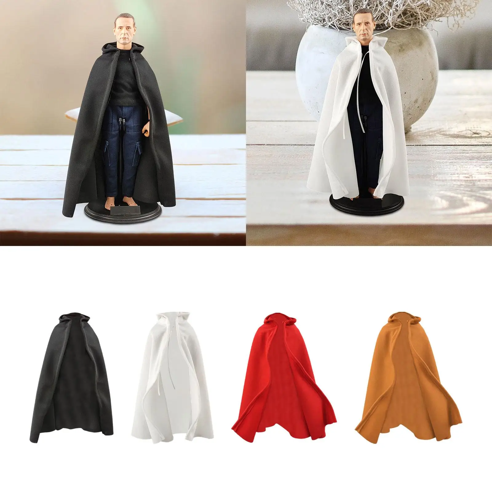 1/6 Scale Hoodie Cloak Casual Retro Stylish Solid Color Soldier Costume Full Length Cape for 12`` Action Figures Body Accessory