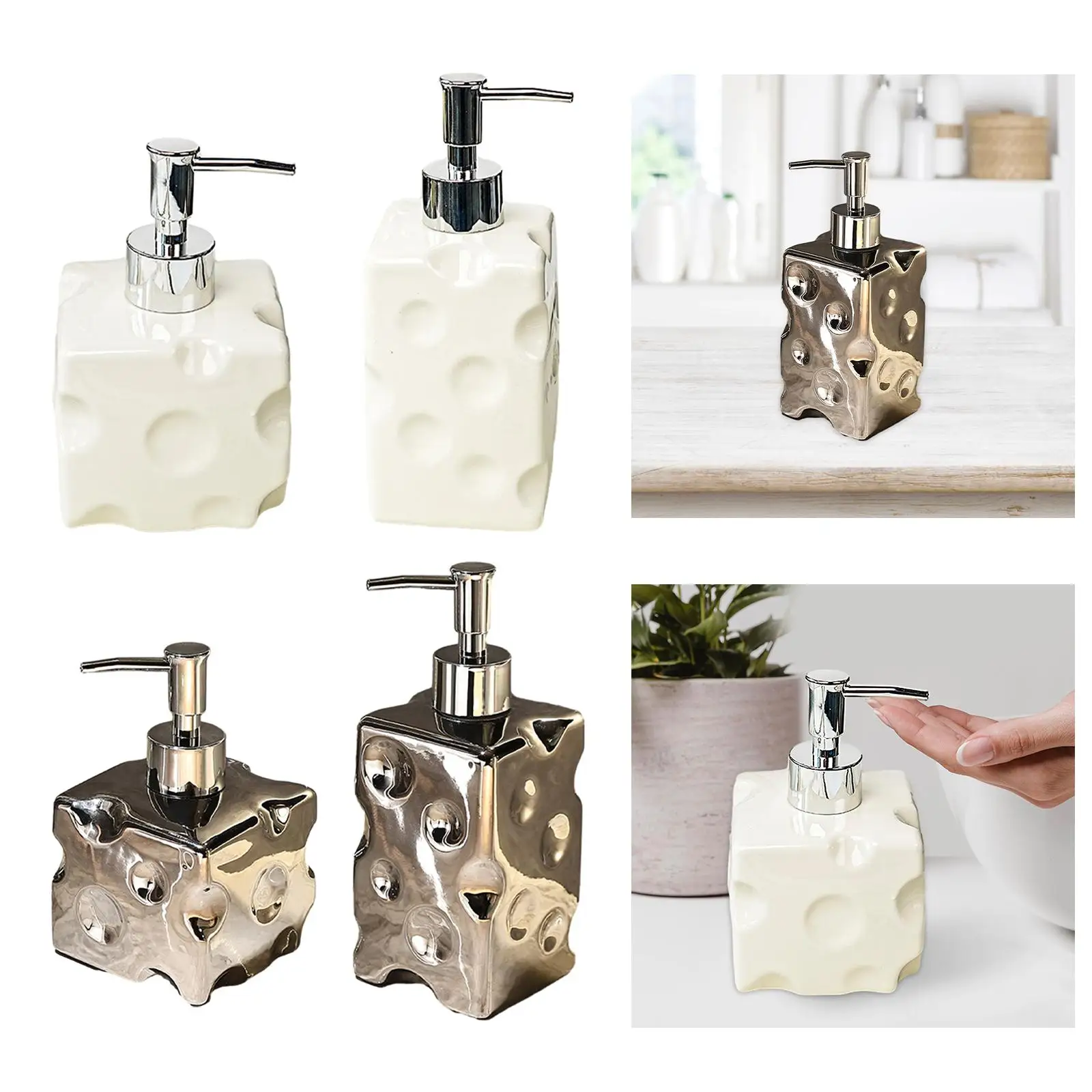 Ceramic Soap Dispenser Easy to Fill Leakproof Pump Soap Container Refillable for Farmhouse Washroom Kitchen Countertop Vanity